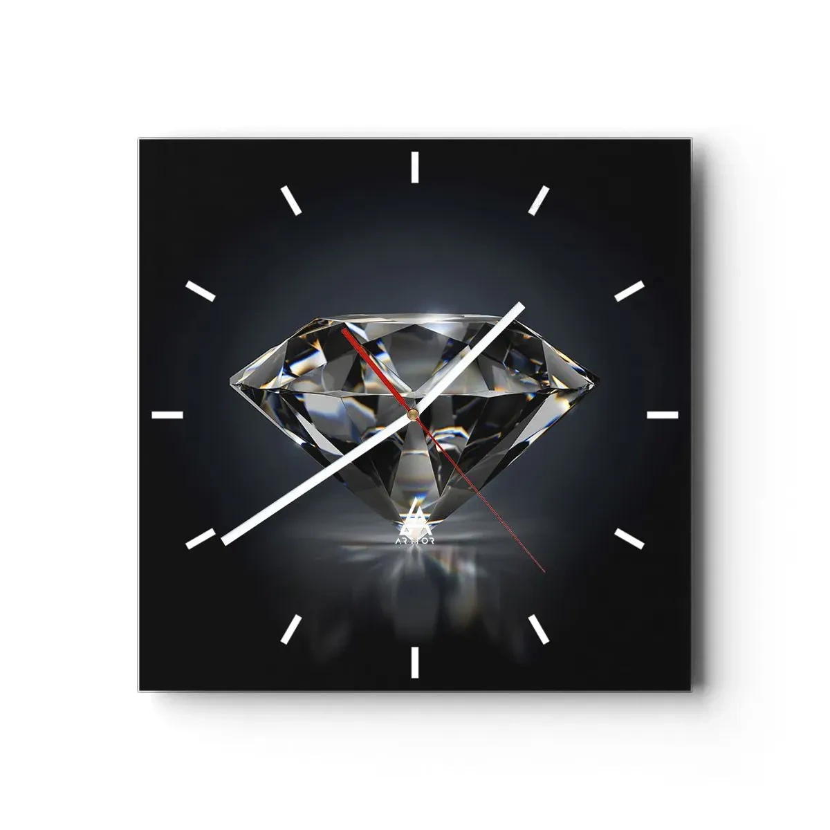Wanduhr - Glasuhr - Eine künstlerische Interpretation eines Diamanten auf dunklem Hintergrund - 30x30cm - Beste Freundin - Moderne Wanddekoration für Wohnzimmer und Schlafzimmer ARTTOR