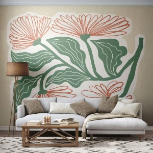 Selbstklebende Fototapete Deluxe Sticker - Im Folkstil und modern - Boho, Blumen, Minimalismus - 100x70 cm