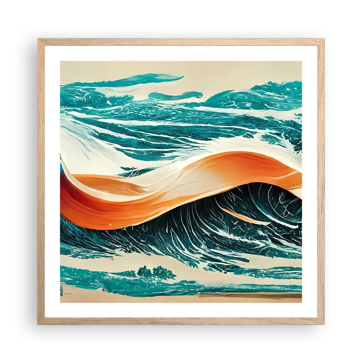 Poster in einem Rahmen aus heller Eiche - Traum eines Surfers - 60x60 cm