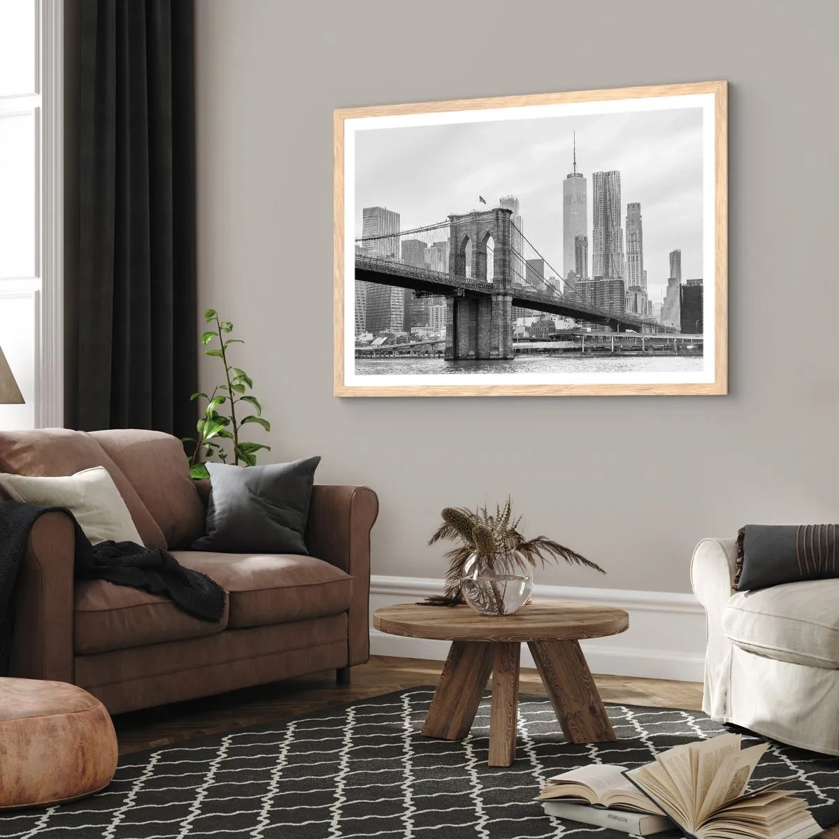 Poster in einem Rahmen aus heller Eiche - New Yorker Atmosphäre - 100x70 cm