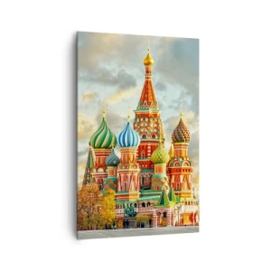 Bild auf Leinwand - Leinwandbild - Eine farbenfrohe Kathedrale mit charakteristischen Kuppeln - 80x120cm - Selbst Disney würde nicht darauf kommen - Moderne Wanddekoration für Wohnzimmer und Schlafzimmer ARTTOR