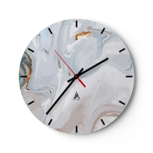 Wanduhr - Glasuhr - Ein abstraktes Muster in Blau-, Grau- und Beigetönen mit einem Hauch von Gold. - 30x30cm - Das Weiß wird erhoben - Moderne Wanddekoration für Wohnzimmer, Küche und Schlafzimmer ARTTOR