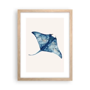 Poster in einem Rahmen aus heller Eiche - Leben im Blau - 30x40 cm