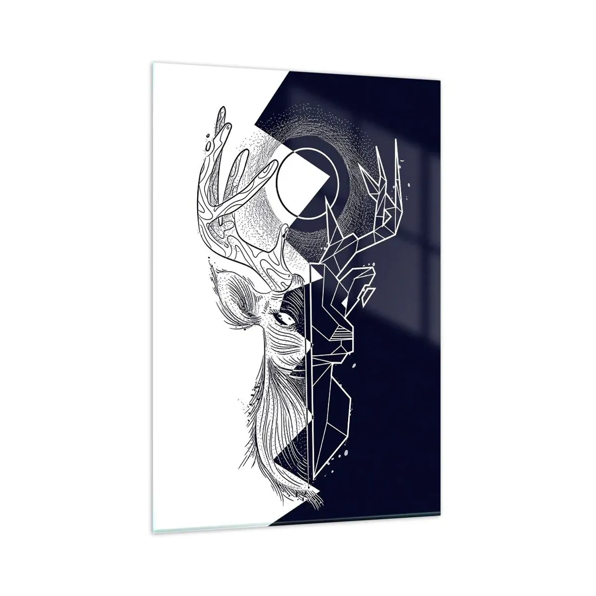 Glasbild - Bild auf glas - Geometrie und Natur in einer symbolischen Komposition - 80x120cm - Der Kampf und die Einheit der Gegensätze - Moderne Wanddekoration für Wohnzimmer und Schlafzimmer ARTTOR