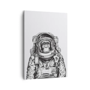 Bild auf Leinwand - Leinwandbild - Grafik eines Astronauten im Raumanzug mit Affenkopf - 50x70cm - Alternative Evolution - Moderne Wanddekoration für Wohnzimmer und Schlafzimmer ARTTOR