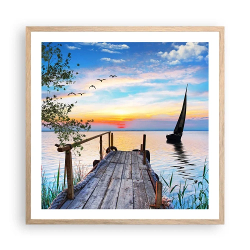 Poster in einem Rahmen aus heller Eiche - Guten Abend - 60x60 cm