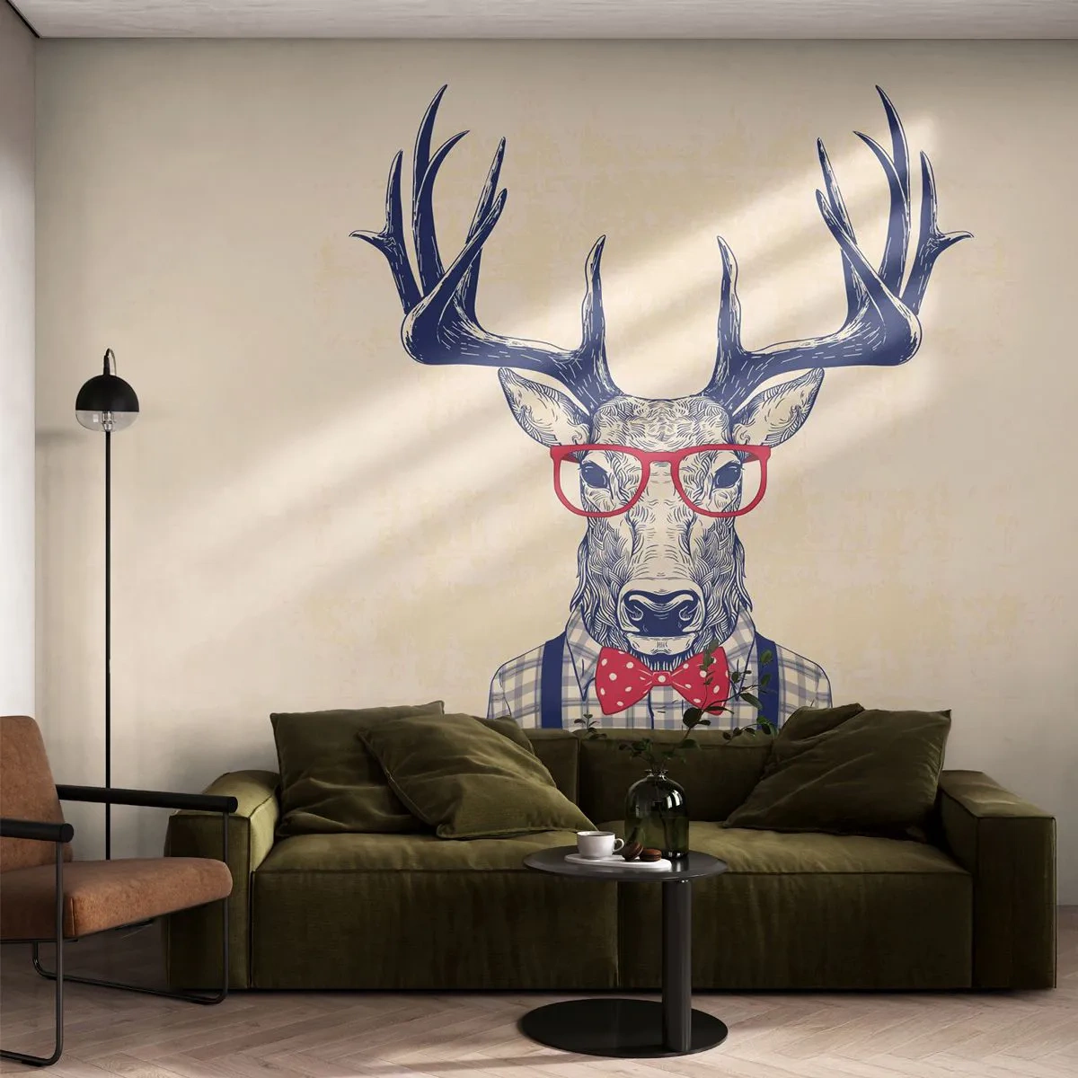 Fototapete Premium Sand - Eine lustige Extravaganz - Abstraktion, Reh, Hipster - 400x280 cm