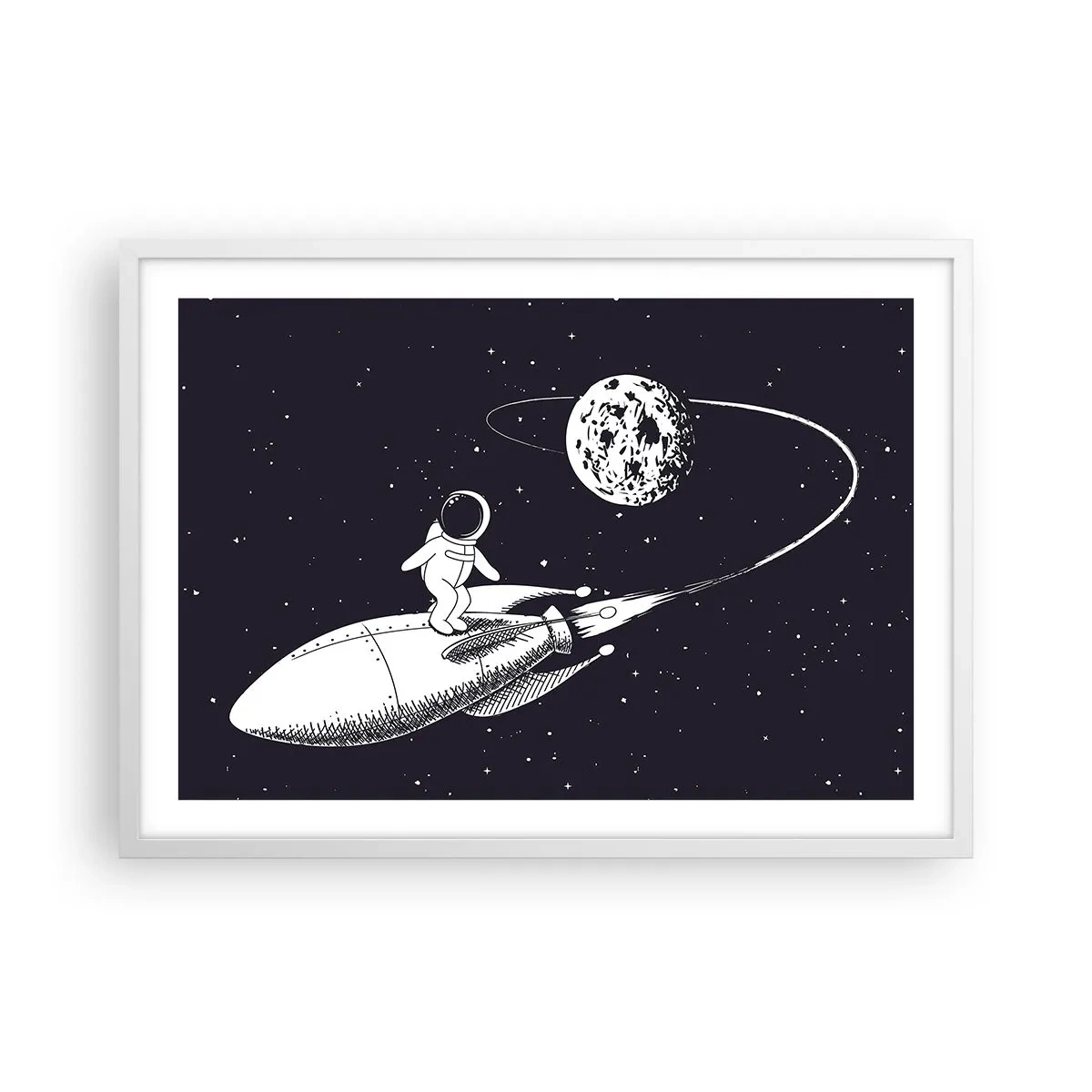 Poster in einem weißen Rahmen - Weltraumsurfer - 70x50 cm