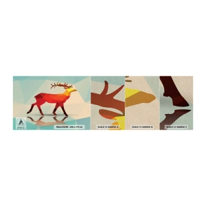 Fototapeten Muster Premium Sand - Geometrischer Hirsch - Tiere, Reh, Geometrische Figur - 100x30 cm