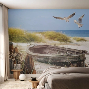 Fototapete Premium Canvas - In Wind gebadet - Landschaft, Strand, Dünen - 500x350 cm