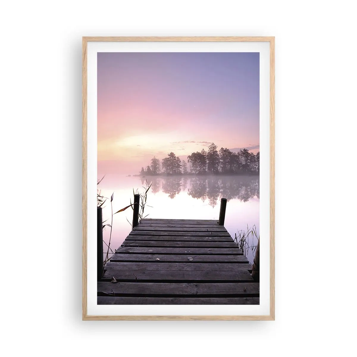 Poster in einem Rahmen aus heller Eiche - Aus dem lila Nebel ... - 61x91 cm