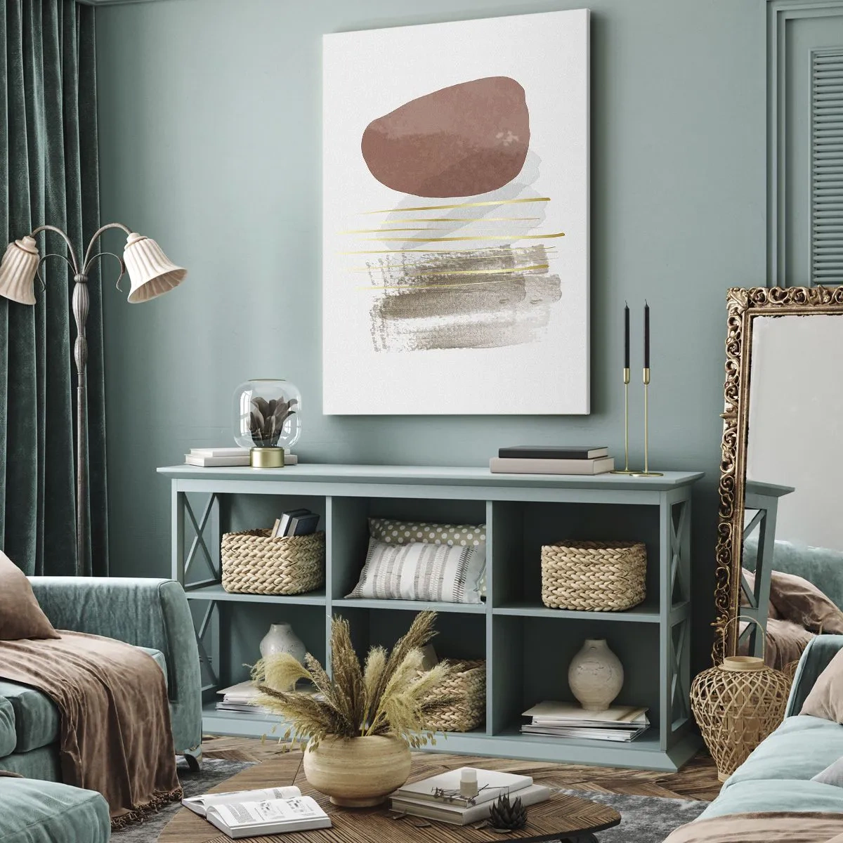 Bild auf Leinwand - Leinwandbild - Abstrakte Kolonnade - 55x100 cm