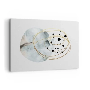 Bild auf Leinwand - Leinwandbild - Minimalistische Abstraktion mit geometrischem Muster und goldenen Linien - 100x70cm - Vom Weltraum umarmt - Moderne Wanddekoration für Wohnzimmer und Schlafzimmer ARTTOR