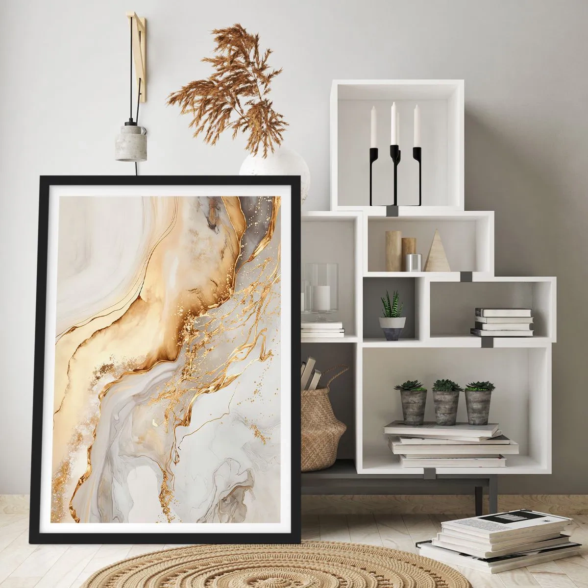 Poster in einem schwarzem Rahmen - Abstraktion: Schönheit und Güte - 61x91 cm