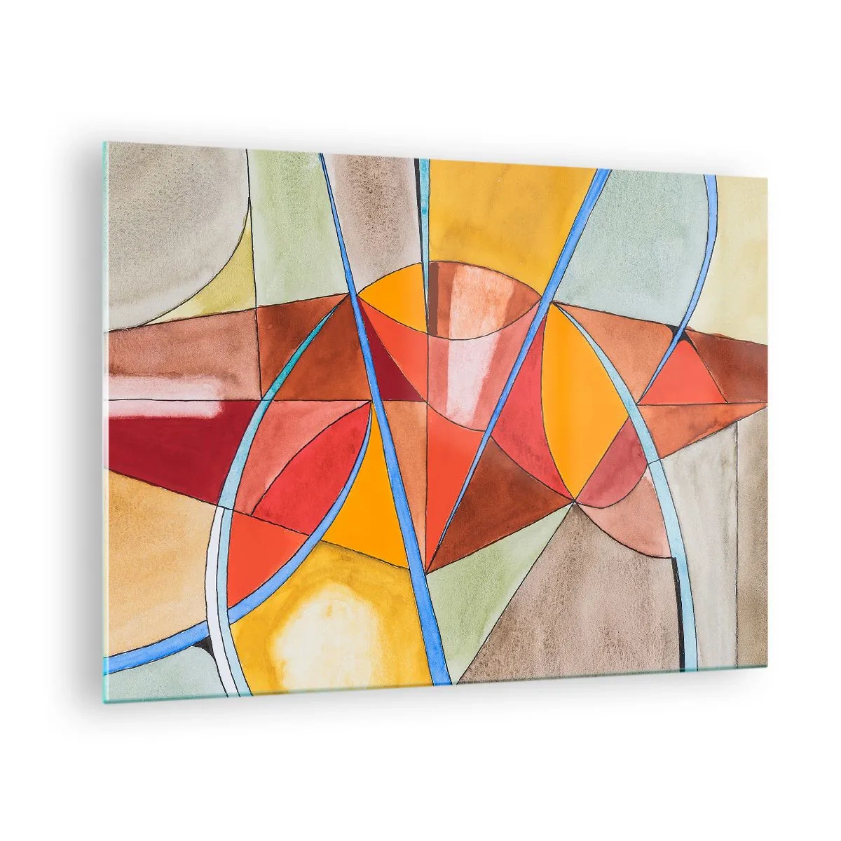 Glasbild - Bild auf glas - Bunte Abstraktion mit geometrischen Formen - 70x50cm - Das Karussell, das Traumkarussell - Moderne Wanddekoration für Wohnzimmer und Schlafzimmer ARTTOR