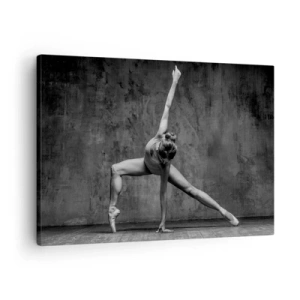 Bild auf Leinwand - Leinwandbild - Eine Tänzerin in künstlerischer Pose vor einer rohen Wand - 70x50cm - Das Ideal des Gleichgewichts - Moderne Wanddekoration für Wohnzimmer und Schlafzimmer ARTTOR