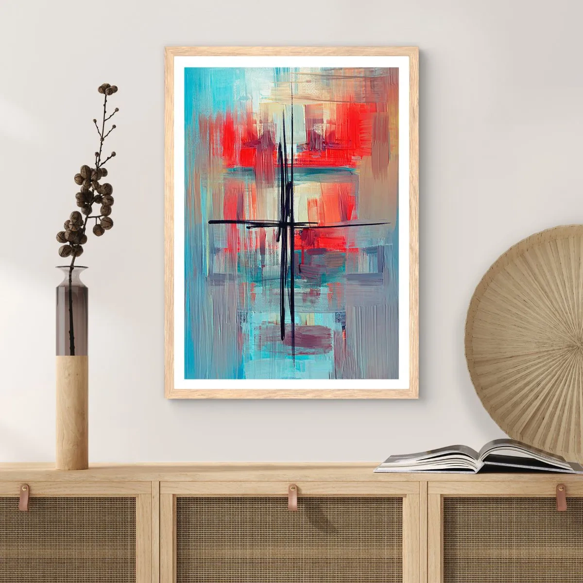 Poster in einem Rahmen aus heller Eiche - Landschaft in einer unbekannten Dimension - 30x40 cm