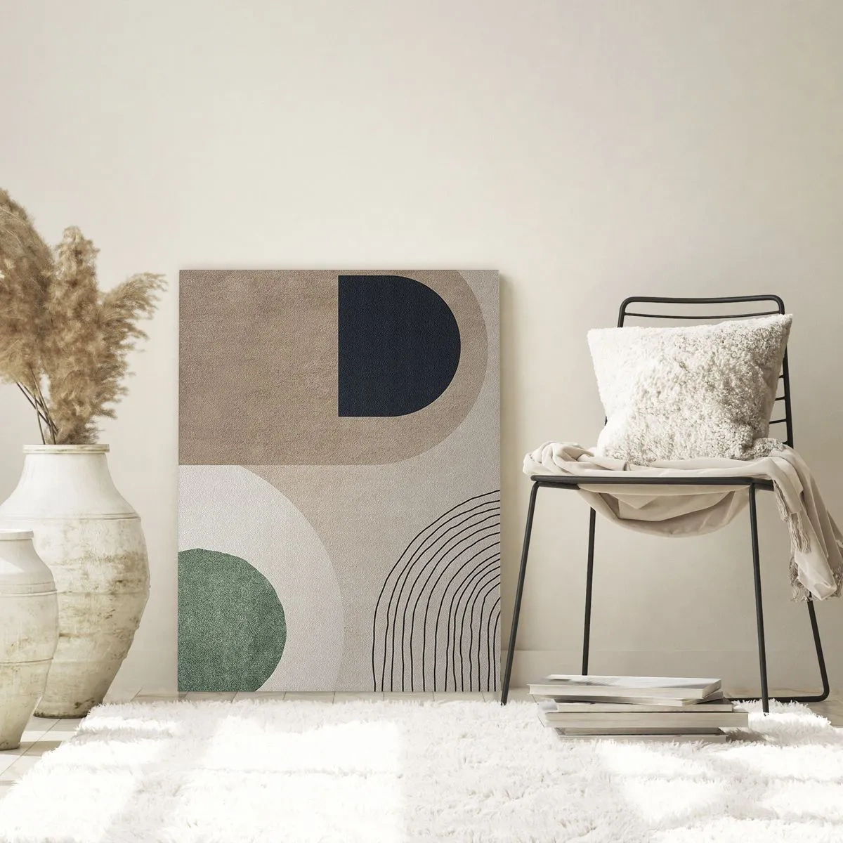 Glasbild - Bild auf glas - Abstrakte geometrische Figuren in gedämpften Farben - 50x70cm - Sanftheit des Ovals - Moderne Wanddekoration für Wohnzimmer und Schlafzimmer ARTTOR