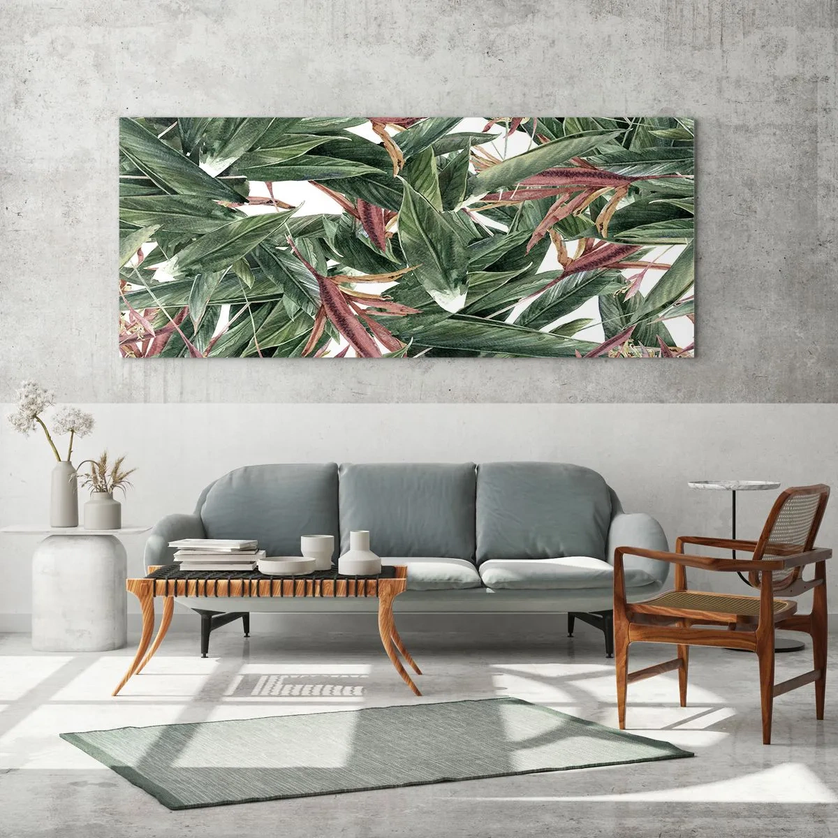 Glasbild - Bild auf glas - Smaragd-lila Dickicht - 90x30 cm
