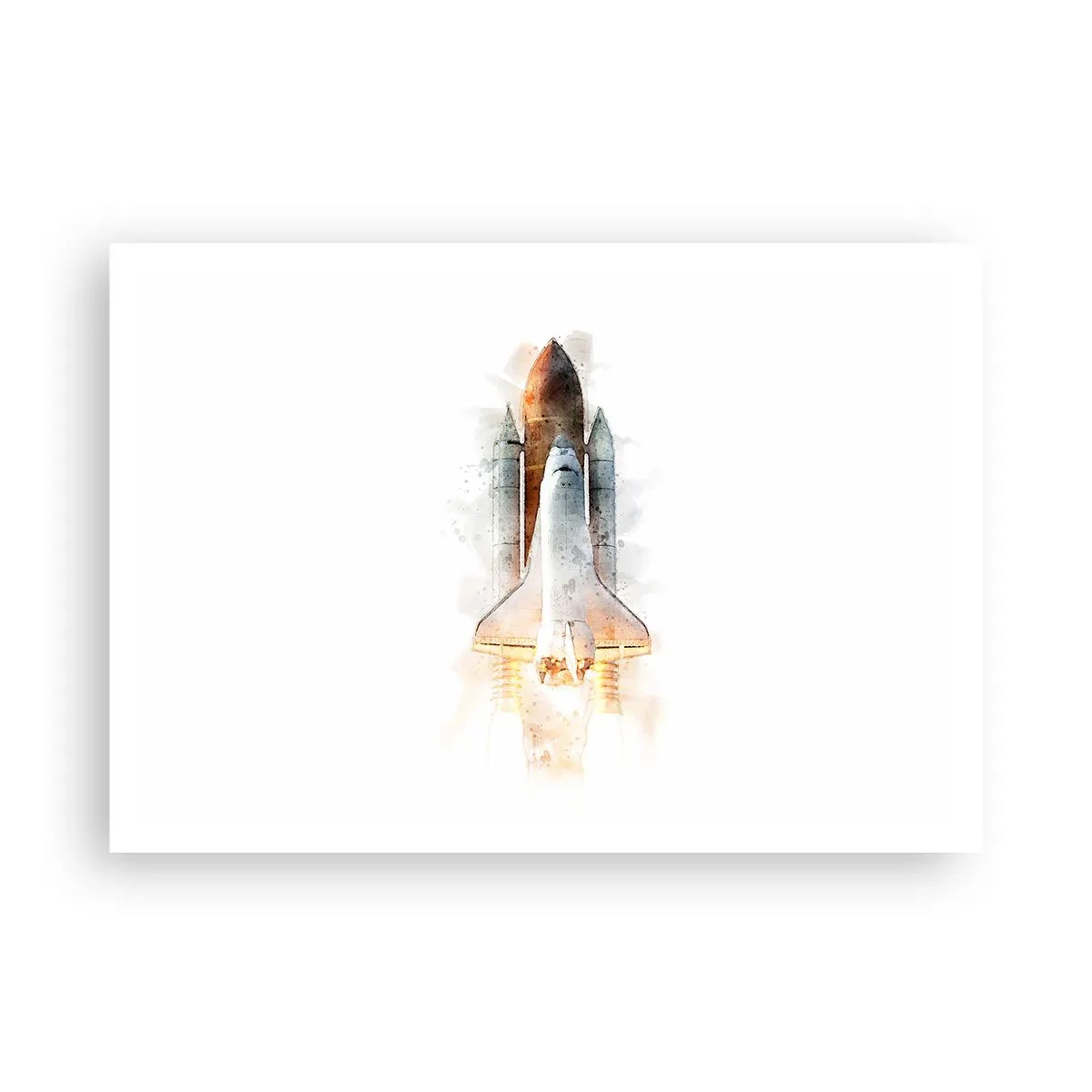 Poster - Eine künstlerische Aquarell-Interpretation eines startenden Space Shuttles - 100x70cm - Entdecker für den Anfang - Moderne Wanddekoration für Wohnzimmer und Schlafzimmer ARTTOR
