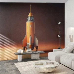 Selbstklebende Fototapete Deluxe Sticker - Es beginnt mit einem Traum - Eine Weltraumrakete, Bleistift, Wissenschaft - 450x315 cm