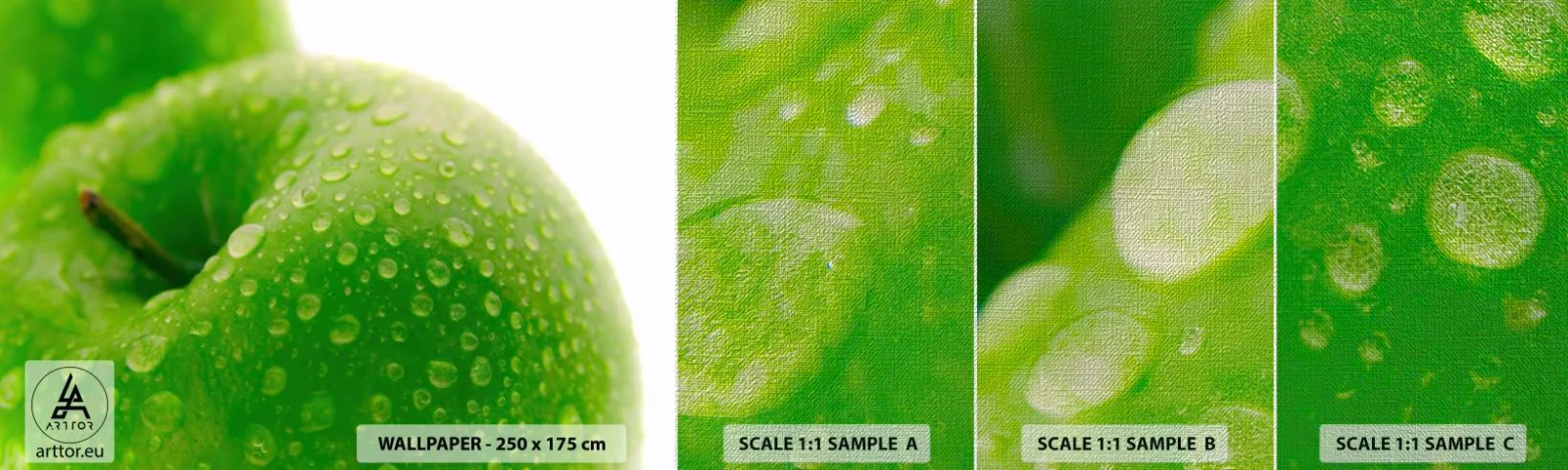 Fototapeten Muster Premium Canvas - Grüne kühle Frische - Obst, Apfel, Gastronomie - 100x30 cm