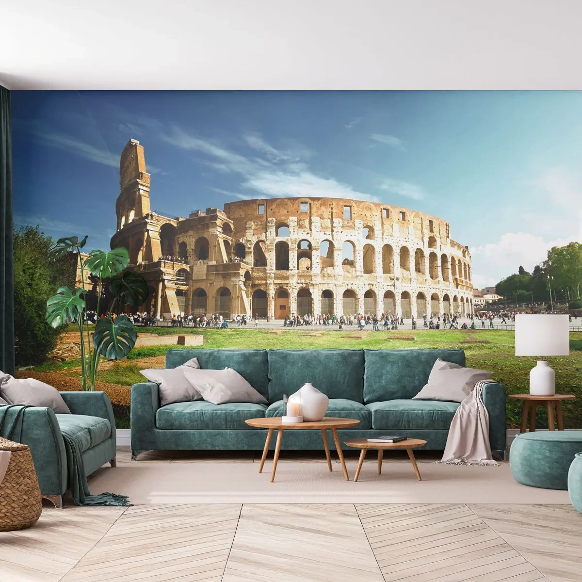 Fototapete Premium Canvas - Wir können immer noch das Knallen der Waffe hören - Kolosseum, Rom, Die Architektur - 250x175 cm