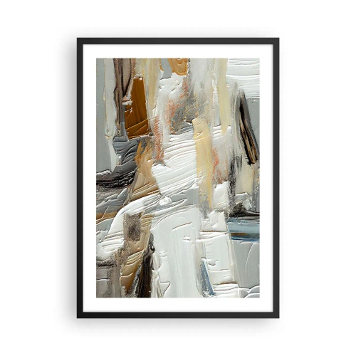 Poster in einem schwarzem Rahmen - Texturale Abstraktion in neutralen Farbtönen - 50x70cm - Bunte Schichten - Moderne Wanddekoration für Wohnzimmer und Schlafzimmer ARTTOR