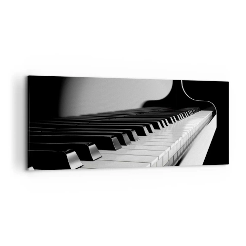 Bild auf Leinwand - Leinwandbild - Klaviertasten in einer eleganten Schwarz-Weiß-Aufnahme - 120x50cm - Harmonie von Formen und Farben - Moderne Wanddekoration für Wohnzimmer und Schlafzimmer ARTTOR