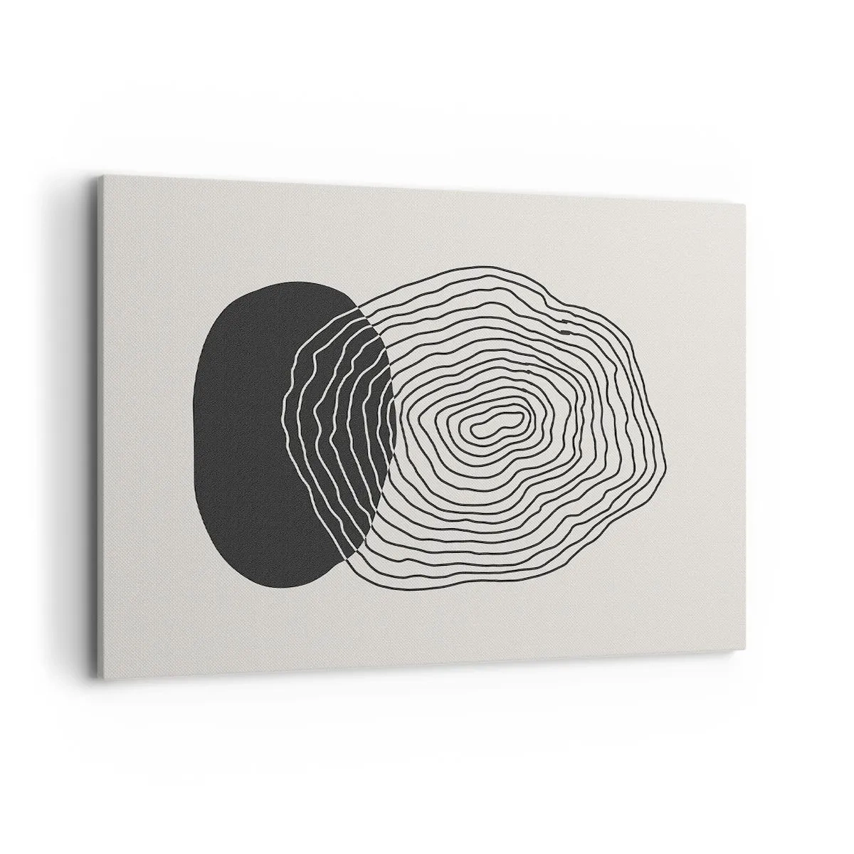 Bild auf Leinwand - Leinwandbild - Abstraktes Muster mit Linien und Formen in Schwarz und Weiß - 100x70cm - Dauer und Schwingung - Moderne Wanddekoration für Wohnzimmer und Schlafzimmer ARTTOR
