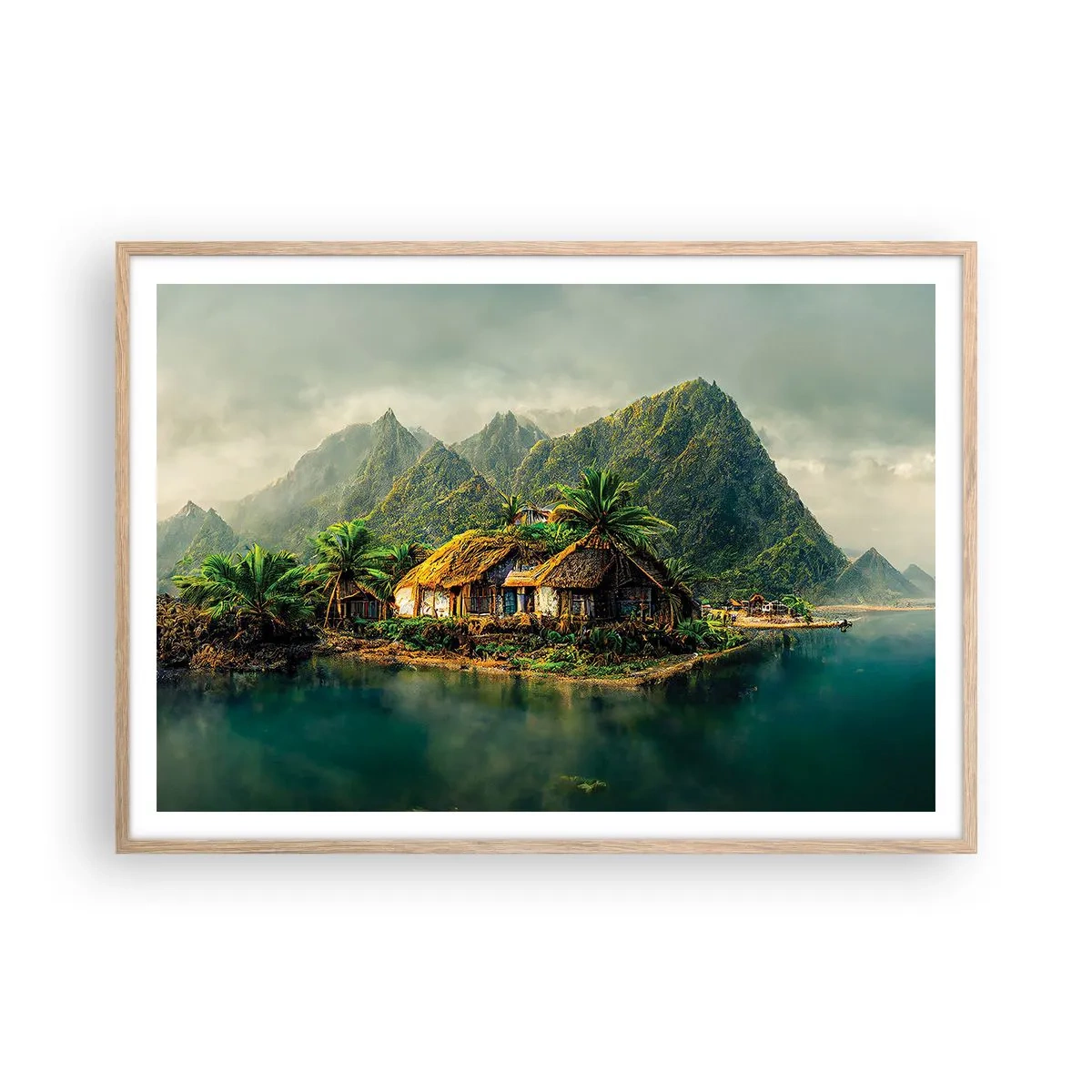 Poster in einem Rahmen aus heller Eiche - Tropisches Paradies - 100x70 cm