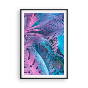 Poster in einem schwarzem Rahmen - Tropen in Rosa und Blau - 61x91 cm