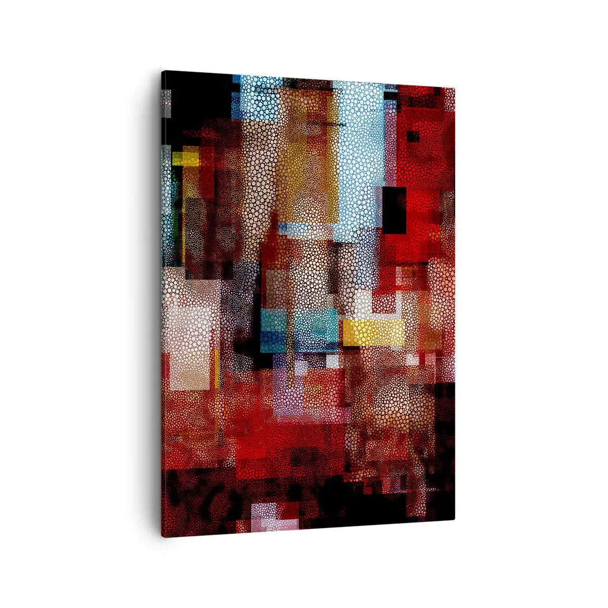 Bild auf Leinwand - Leinwandbild - Geometrische Abstraktion in intensiven Rottönen - 50x70cm - Verwirrung mit Verwirrung - Moderne Wanddekoration für Wohnzimmer und Schlafzimmer ARTTOR