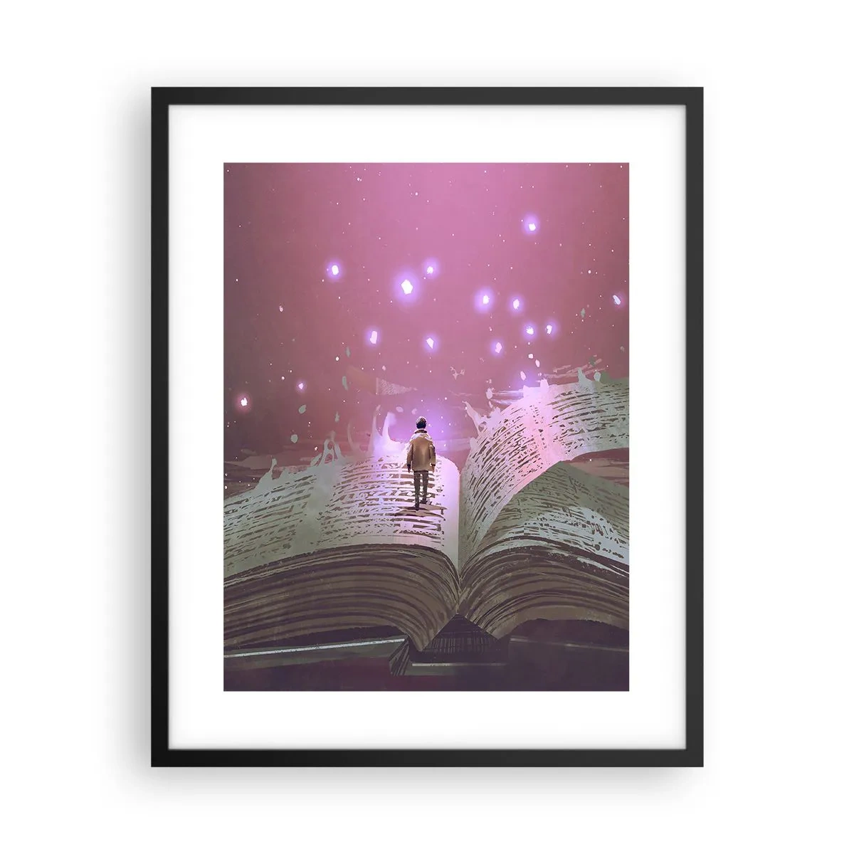 Poster in einem schwarzem Rahmen - Einladung in eine andere Welt - lesen Sie! - 40x50 cm