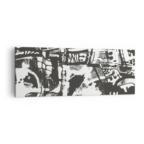 Bild auf Leinwand - Leinwandbild - Abstraktes monochromes Retro-Muster - 140x50cm - Ordnung oder Chaos? - Moderne Wanddekoration für Wohnzimmer und Schlafzimmer ARTTOR