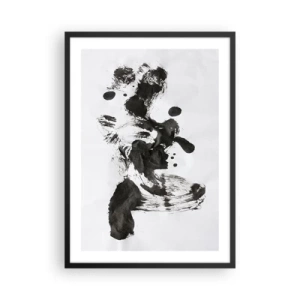 Poster in einem schwarzem Rahmen - Schwarz-Weiß-Abstraktion im Stil des Expressionismus - 50x70cm - Obwohl das Wahnsinn ist, steckt darin eine Methode? - Moderne Wanddekoration für Wohnzimmer und Schlafzimmer ARTTOR