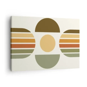 Bild auf Leinwand - Leinwandbild - Geometrische Komposition mit Halbkreisen und Streifen in Erdtönen - 70x50cm - In Erdtönen - Moderne Wanddekoration für Wohnzimmer und Schlafzimmer ARTTOR