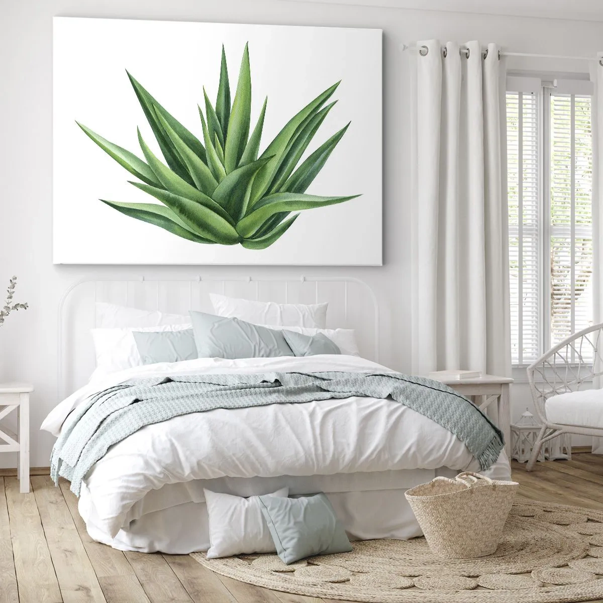 Bild auf Leinwand - Leinwandbild - Eine saftige grüne Pflanze auf weißem Hintergrund - 120x80cm - Grün – Kraft – Leben - Moderne Wanddekoration für Wohnzimmer und Schlafzimmer ARTTOR