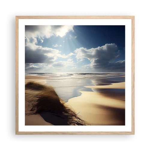 Poster in einem Rahmen aus heller Eiche - Strand, wilder Strand - 60x60 cm