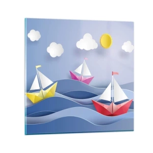 Glasbild - Bild auf glas - Ach, wie schön ist es, in den Wellen zu schwingen - 70x70 cm