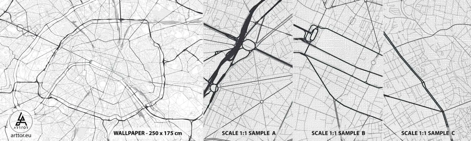 Fototapeten Muster Premium Canvas - Pariser Blume - Stadt, Stadtkarte, Paris - 100x30 cm