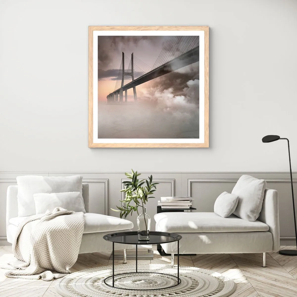 Poster in einem Rahmen aus heller Eiche - Auf dem Fluss, den es nicht gibt - 30x30 cm