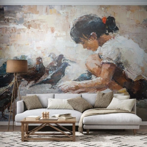 Fototapete Premium Canvas - Die Kleinen und die Schönsten - Mädchen, Squab, Für Kinder - 200x140 cm