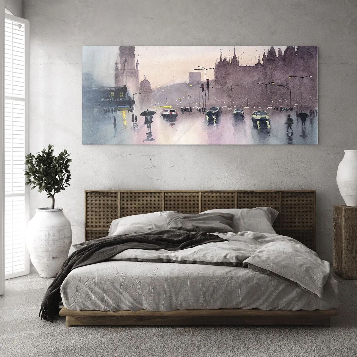 Glasbild - Bild auf glas - Im regnerischen Dunst - 100x40 cm