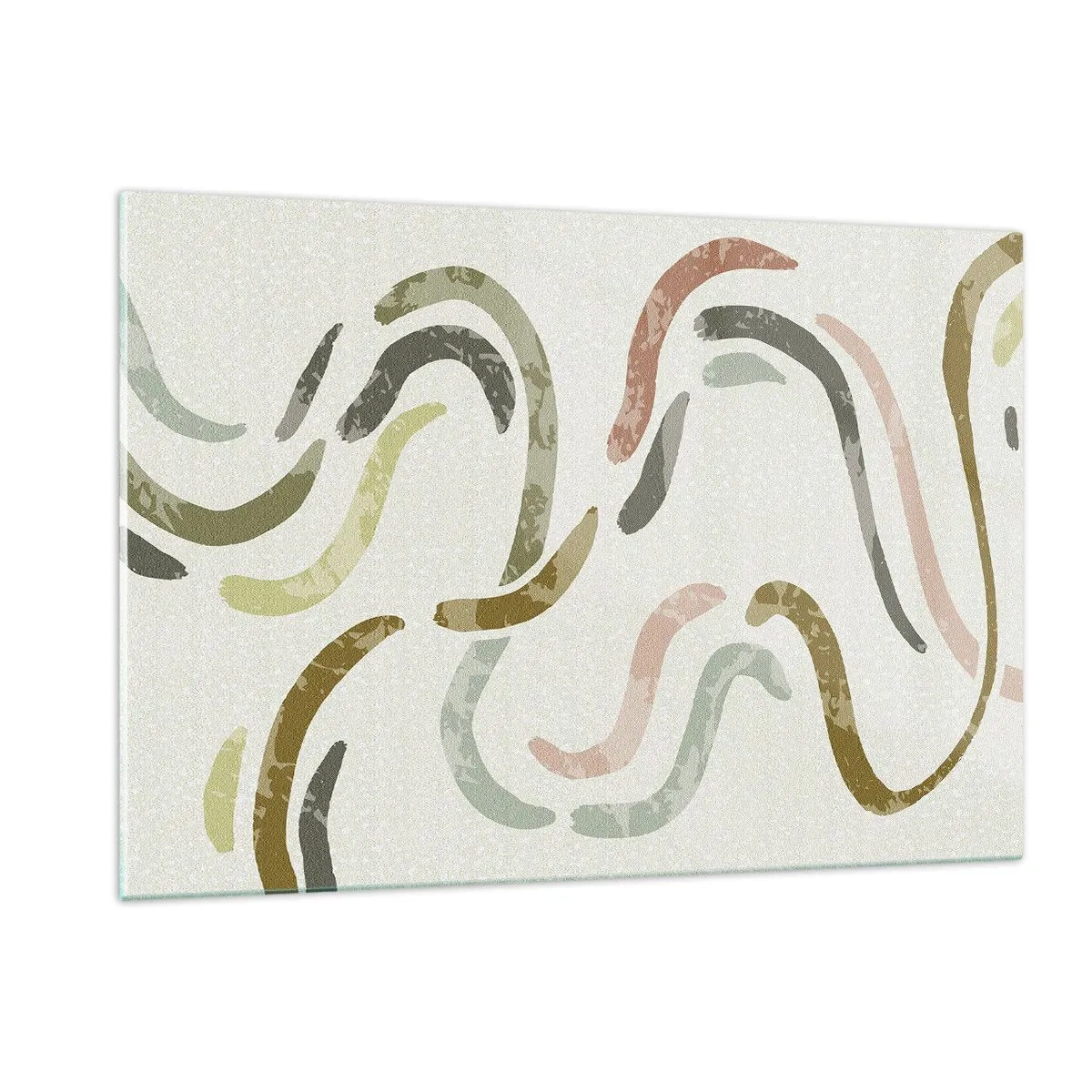 Glasbild - Bild auf glas - Wellenförmige bunte Formen auf hellem Hintergrund - 120x80cm - Fröhlicher Tanz der Abstraktion - Moderne Wanddekoration für Wohnzimmer und Schlafzimmer ARTTOR