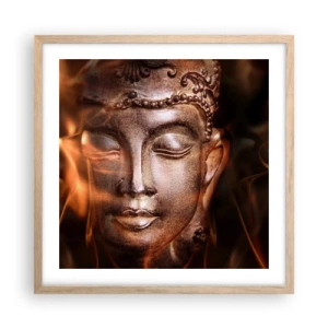 Poster in einem Rahmen aus heller Eiche - Es existiert nur hier und jetzt - 50x50 cm