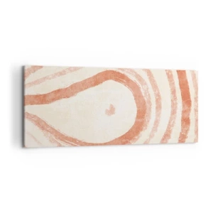 Bild auf Leinwand - Leinwandbild - Ein abstraktes Motiv aus konzentrischen Linien in Terrakotta-Tönen. - 120x50cm - Korallenkreise – Komposition - Moderne Wanddekoration für Wohnzimmer und Schlafzimmer ARTTOR