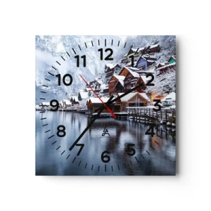 Wanduhr - Glasuhr - In winterlicher Dekoration - 30x30 cm