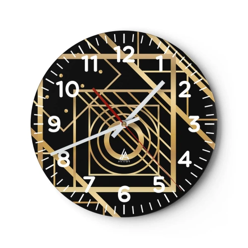 Wanduhr - Glasuhr - Goldene Geometrie - 30x30 cm