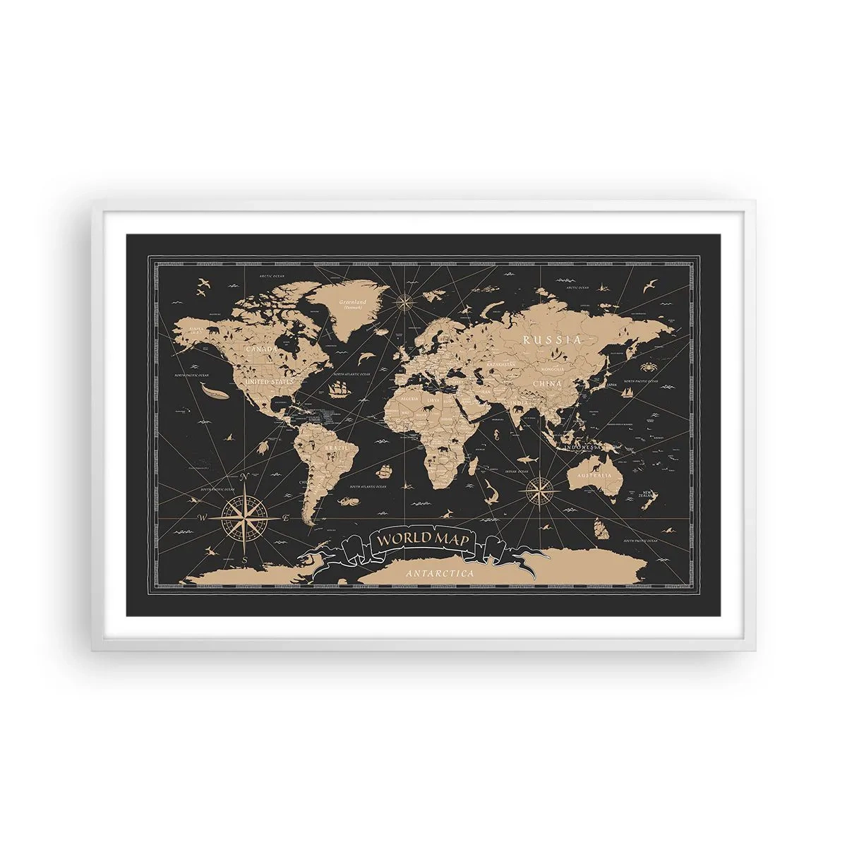 Poster in einem weißen Rahmen - Die Grenzen meiner Welt - 91x61 cm